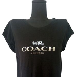 Coach Black Cuffed Short Sleeve Logo Tee